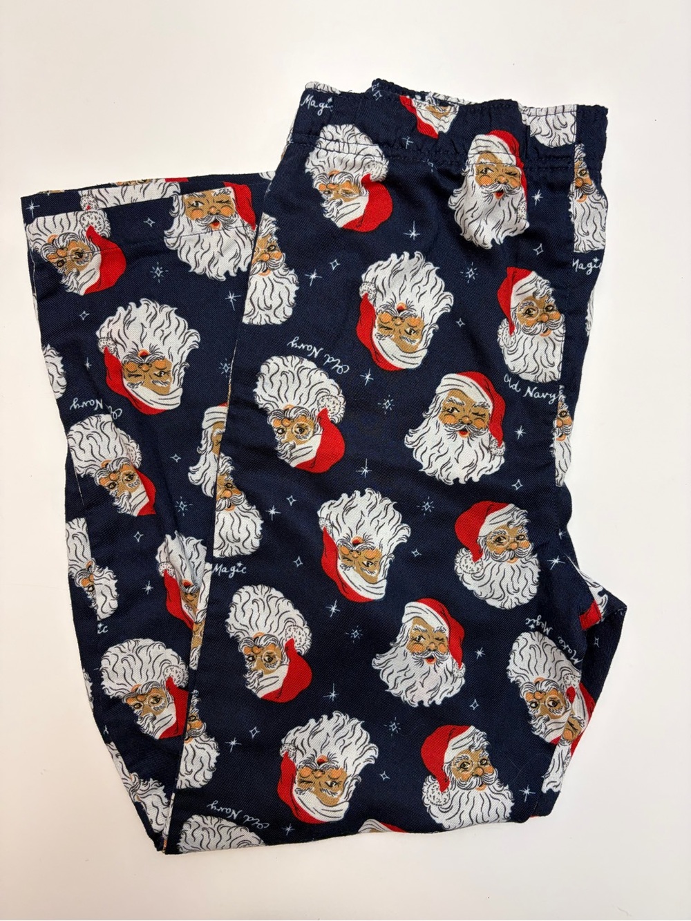 Old Navy Kids XL 14-16 Jingle Jammies Diverse Santa Christmas Pajama Pants Navy
